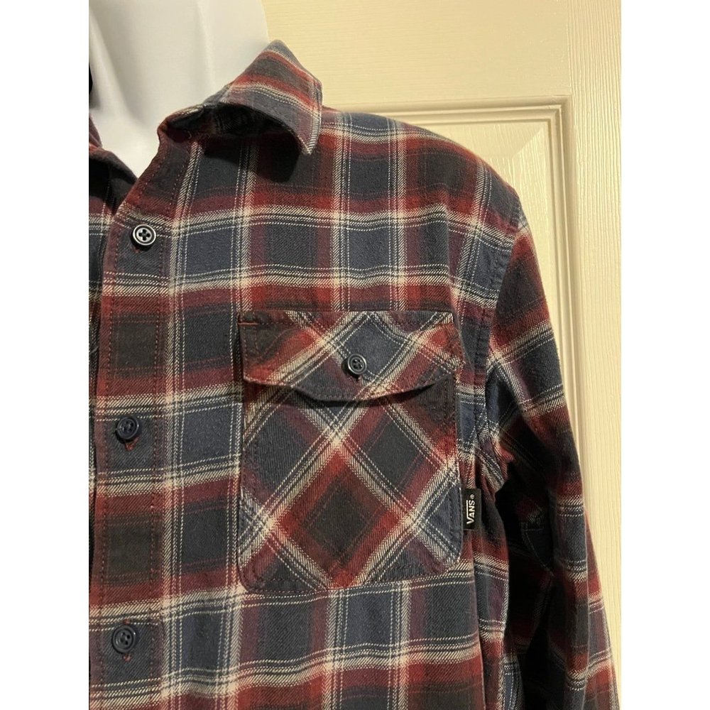 Vans Flannel Checkered Button Down Top Casual Top… - image 2